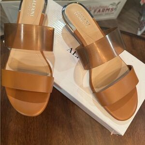 Alfani Women's 8.5 Brown Sandals Slides Low Heel Step Flex Macys